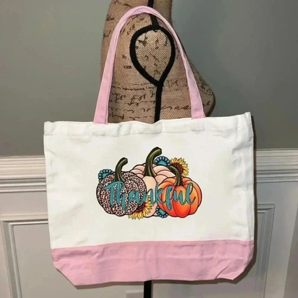 “Thankful” / Fall Canvas Tote Bag - Fall/Autumn Design